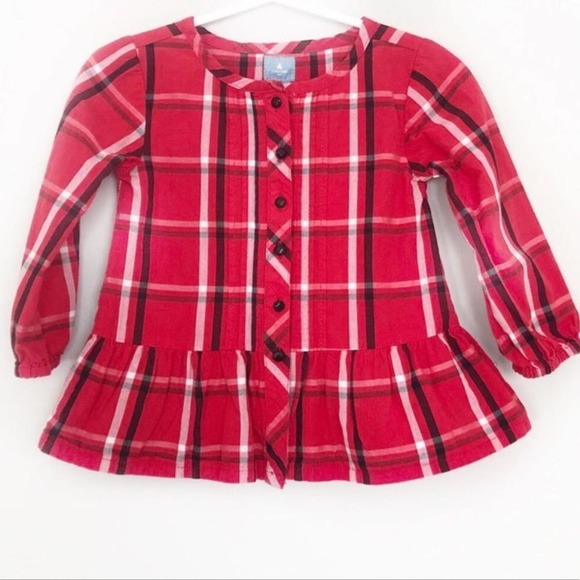 GAP Other - Baby Gap Girls Red Plaid Peplum Top Size 12-18M